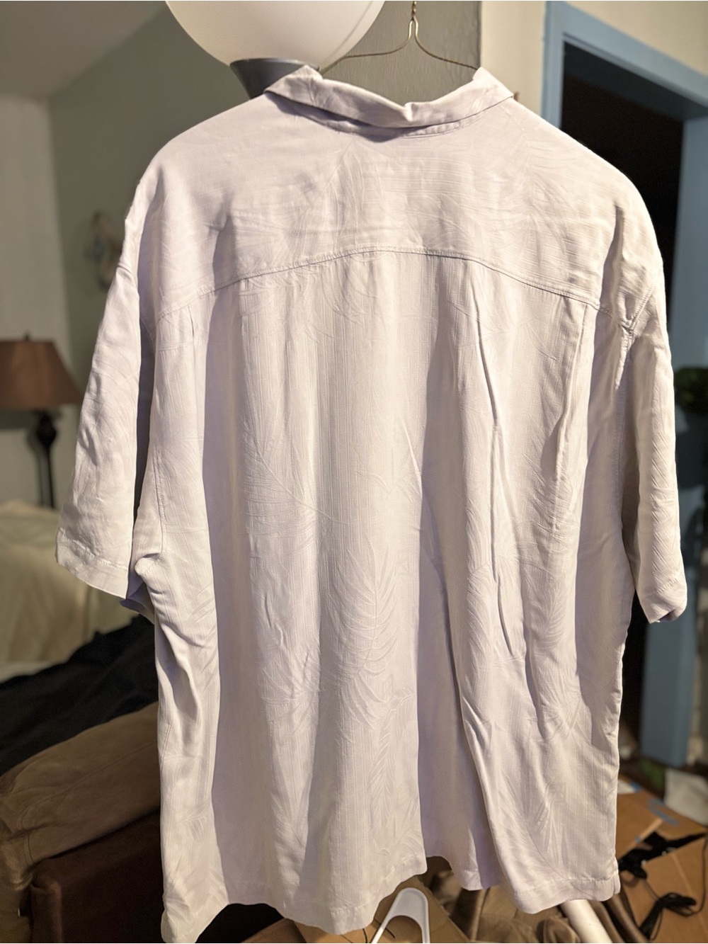 Tommy Bahama short-sleeve camp shirt features a subtle tropical tonal pattern - Picture 4 of 5